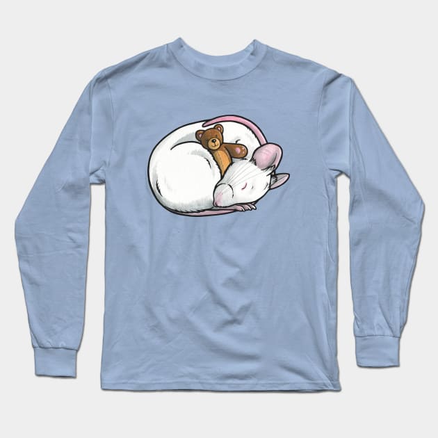White pet mouse Long Sleeve T-Shirt by animalartbyjess
